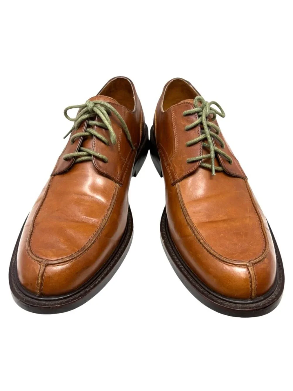 LANDS END Cognac Brown Leather Split Toe Dress Oxfords